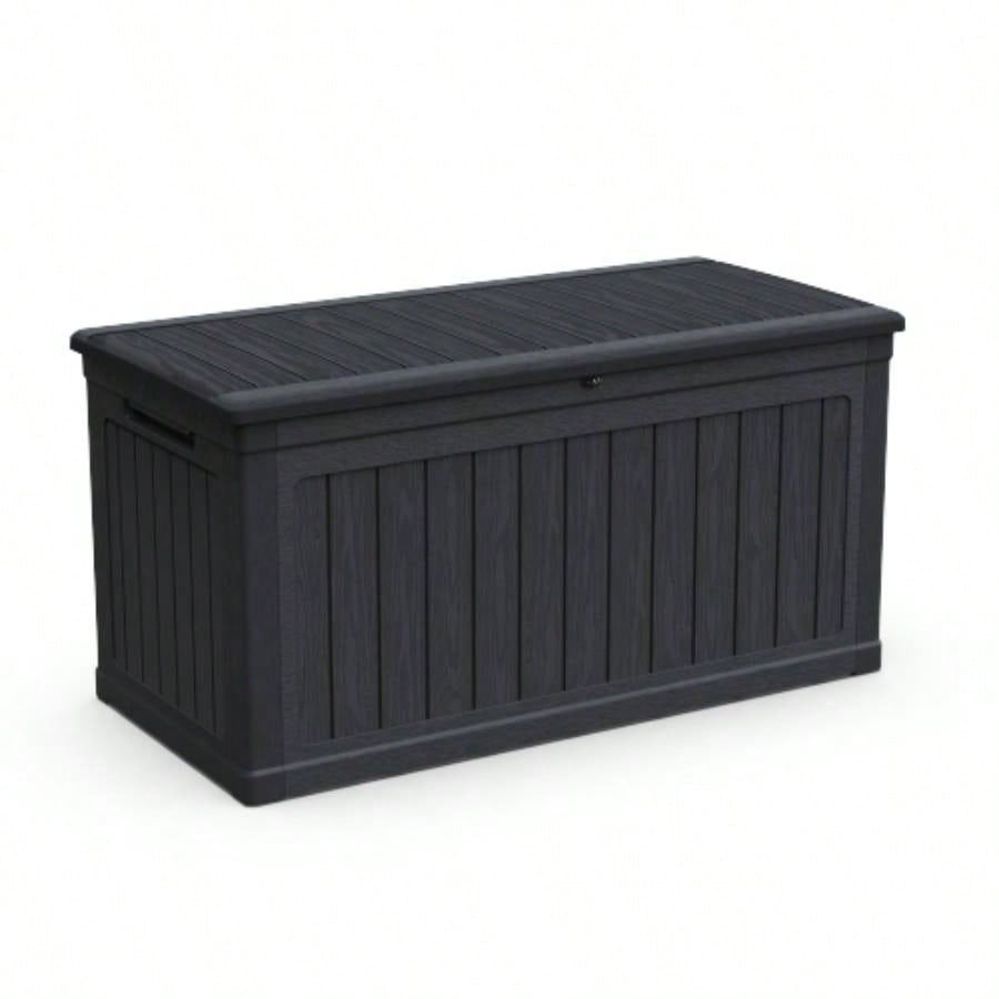 230 Gallon Large Outdoor Storage XXL Deck Box Patio Furniture, Outdoor Cushions, Garden Tools and Sports/Pools Equipment, Waterproof Resin, Lockable, Black