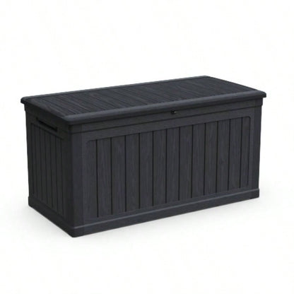 230 Gallon Large Outdoor Storage XXL Deck Box Patio Furniture, Outdoor Cushions, Garden Tools and Sports/Pools Equipment, Waterproof Resin, Lockable, Black