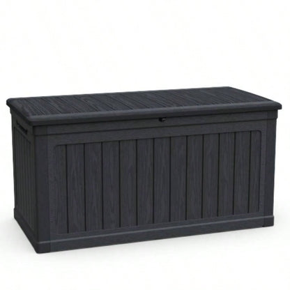 230 Gallon Large Outdoor Storage XXL Deck Box Patio Furniture, Outdoor Cushions, Garden Tools and Sports/Pools Equipment, Waterproof Resin, Lockable, Black