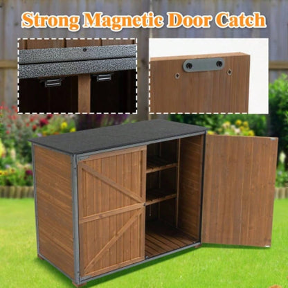 Outdoor Storage Cabinet 50.4L X 26.8 X 41H, Garden Shed Shed with Metal Frame Structure Backyard Garden Patio Lawn Brown