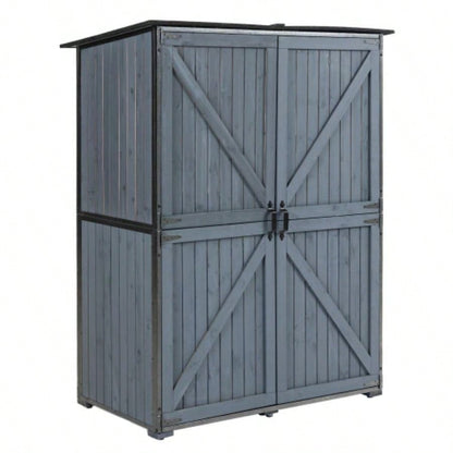 Outdoor Storage Cabinet 50.4L X 26.8 X 41H, Garden Shed Shed with Metal Frame Structure Backyard Garden Patio Lawn Brown