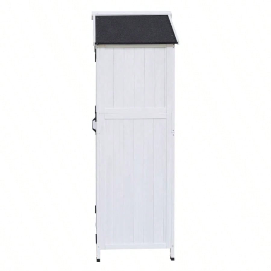 67 White Fir Wood Storage Shed with Double Doors