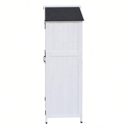 67 White Fir Wood Storage Shed with Double Doors