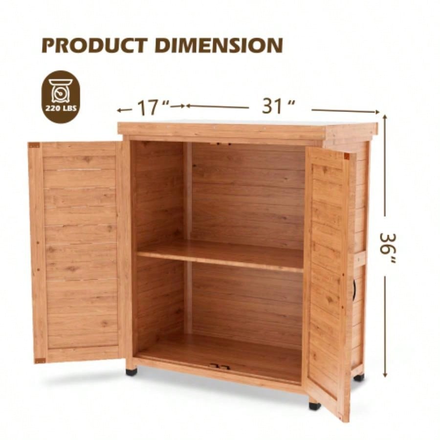Potting with Storage Cabinet and Metal Table Top Outdoor Patio, Outdoor Work Station Table