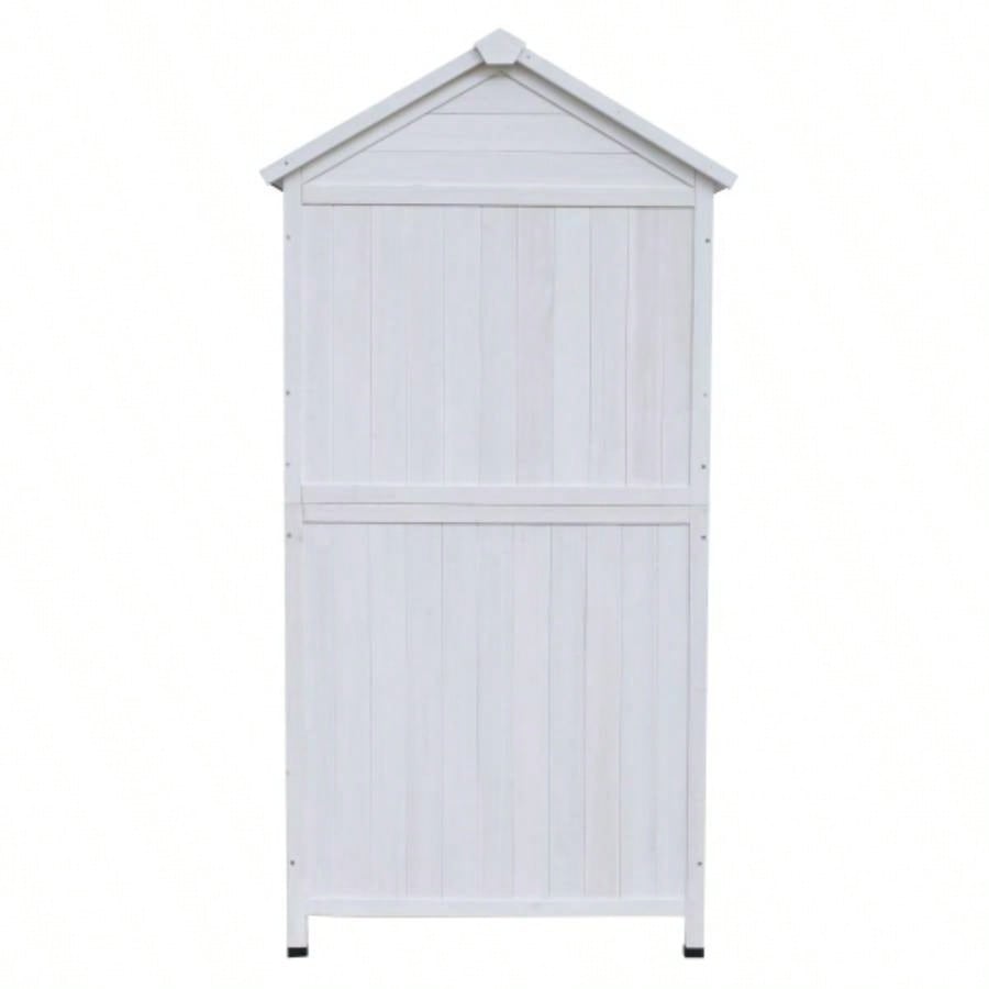67 White Fir Wood Storage Shed with Double Doors