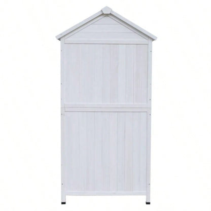 67 White Fir Wood Storage Shed with Double Doors
