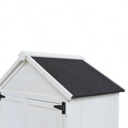 67 White Fir Wood Storage Shed with Double Doors