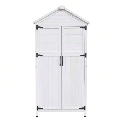 67 White Fir Wood Storage Shed with Double Doors