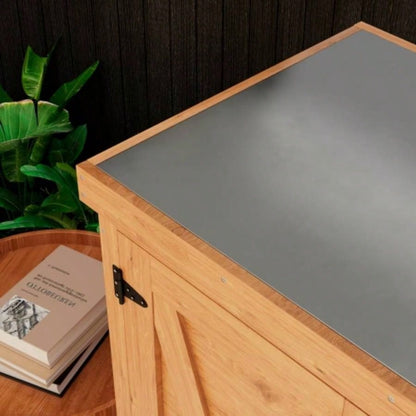 Potting with Storage Cabinet and Metal Table Top Outdoor Patio, Outdoor Work Station Table