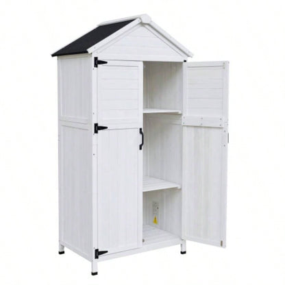 67 White Fir Wood Storage Shed with Double Doors