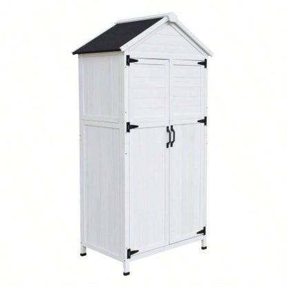 67 White Fir Wood Storage Shed with Double Doors