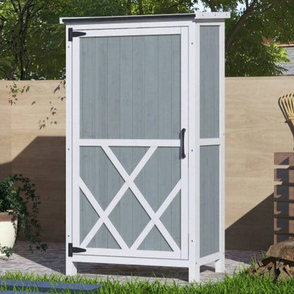 67 White Fir Wood Storage Shed with Double Doors