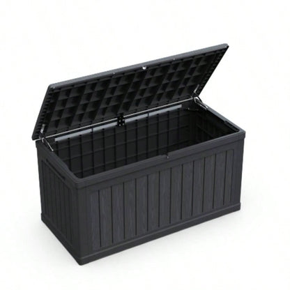 230 Gallon Large Outdoor Storage XXL Deck Box Patio Furniture, Outdoor Cushions, Garden Tools and Sports/Pools Equipment, Waterproof Resin, Lockable, Black
