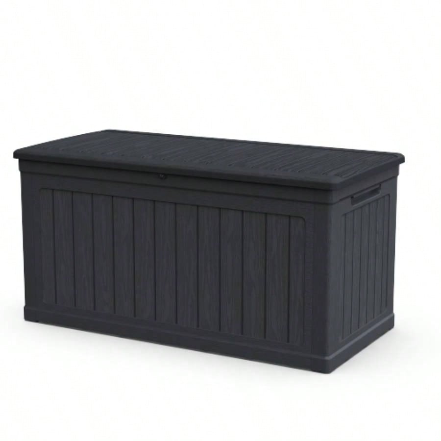 230 Gallon Large Outdoor Storage XXL Deck Box Patio Furniture, Outdoor Cushions, Garden Tools and Sports/Pools Equipment, Waterproof Resin, Lockable, Black