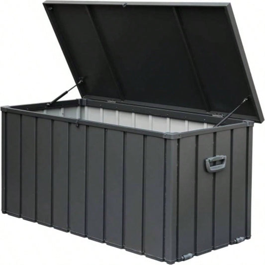 120 Gallon Outdoor Storage Deck Box Waterproof, Large Patio Storage Bin Outside Cushions, Throw Pillows, Garden Tools, Lockable Dark Gray