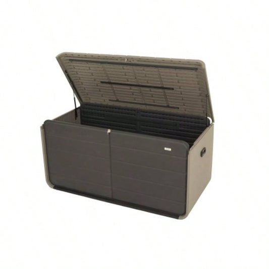 200 Gallon Plastic Deck Box, Large Patio Storage Box with Lock, Wheels Waterproof Lid Outdoor Cushions, Garden and Pool Supplies Gray