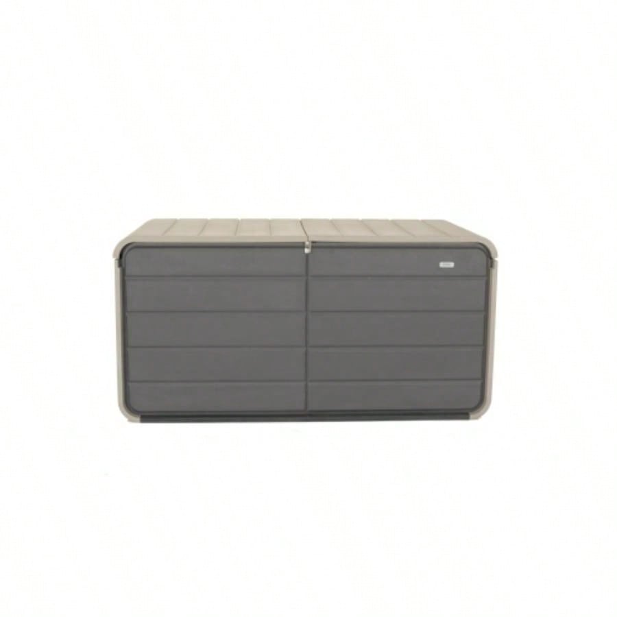 200 Gallon Plastic Deck Box, Large Patio Storage Box with Lock, Wheels Waterproof Lid Outdoor Cushions, Garden and Pool Supplies Gray