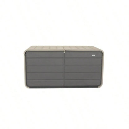 200 Gallon Plastic Deck Box, Large Patio Storage Box with Lock, Wheels Waterproof Lid Outdoor Cushions, Garden and Pool Supplies Gray
