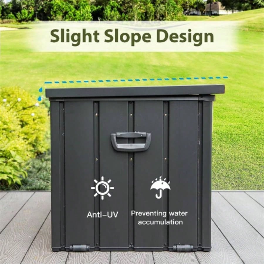 120 Gallon Outdoor Storage Deck Box Waterproof, Large Patio Storage Bin Outside Cushions, Throw Pillows, Garden Tools, Lockable Dark Gray
