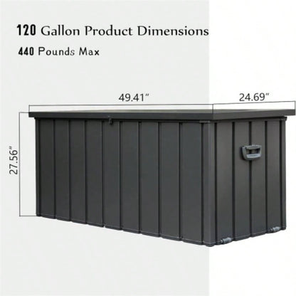 120 Gallon Outdoor Storage Deck Box Waterproof, Large Patio Storage Bin Outside Cushions, Throw Pillows, Garden Tools, Lockable Dark Gray