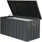 200 Gallon Plastic Deck Box, Large Patio Storage Box with Lock, Wheels Waterproof Lid Outdoor Cushions, Garden and Pool Supplies Gray