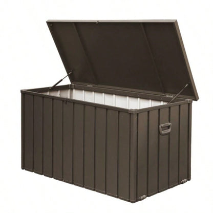 120 Gallon Outdoor Storage Deck Box Waterproof, Large Patio Storage Bin Outside Cushions, Throw Pillows, Garden Tools, Lockable Dark Gray