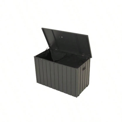 200 Gallon Plastic Deck Box, Large Patio Storage Box with Lock, Wheels Waterproof Lid Outdoor Cushions, Garden and Pool Supplies Gray