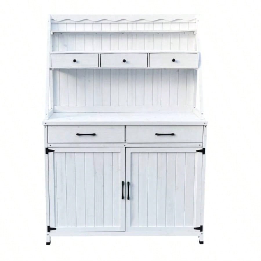 Outdoor Potting Table, Tableside cabinet cabinet, Wooden Gardening Table Tabletop and Storage Cabinet, Planting Table Garden Work Garden, Patio, Greenhouse