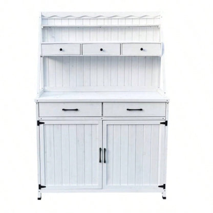 Outdoor Potting Table, Tableside cabinet cabinet, Wooden Gardening Table Tabletop and Storage Cabinet, Planting Table Garden Work Garden, Patio, Greenhouse
