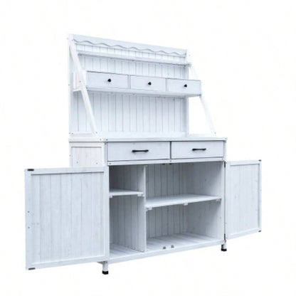 Outdoor Potting Table, Tableside cabinet cabinet, Wooden Gardening Table Tabletop and Storage Cabinet, Planting Table Garden Work Garden, Patio, Greenhouse