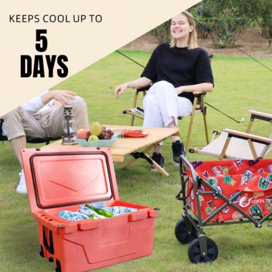 Red outdoor Camping Picnic Fishing portable cooler 65QT Portable Insulated Cooler Box