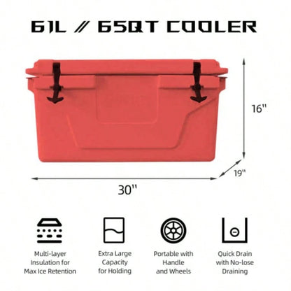 Red outdoor Camping Picnic Fishing portable cooler 65QT Portable Insulated Cooler Box