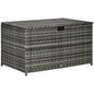 Outsunny 113 Gallon Deck Box, Rattan Outdoor Storage Box, Waterproof Storage Container Indoor, Patio Furniture Cushions, Pool Supplies, Garden Tools, Dark Gray