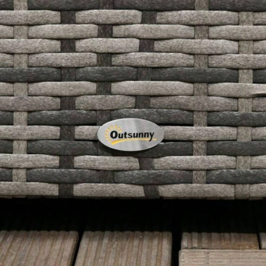Outsunny 113 Gallon Deck Box, Rattan Outdoor Storage Box, Waterproof Storage Container Indoor, Patio Furniture Cushions, Pool Supplies, Garden Tools, Dark Gray