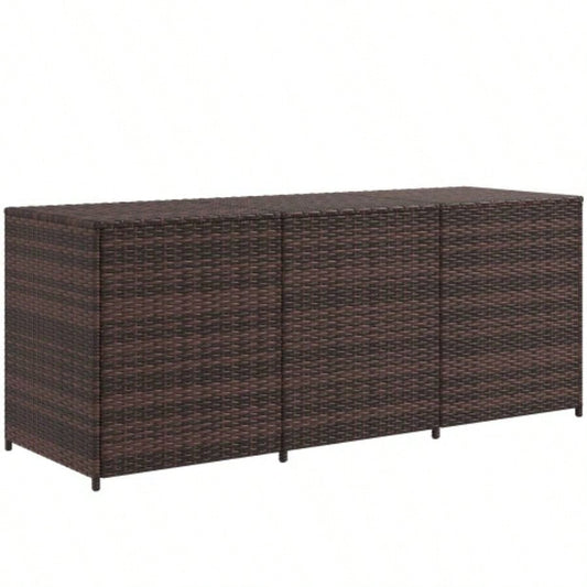 Outsunny 175 Gallon Outdoor Storage Box with Inner Liner, PE Rattan Wicker Deck Box with Pneumatic Bar Lift Indoor Outdoor, Patio Furniture Cushions, Pool Toys, Garden Tools, Mixed Brown