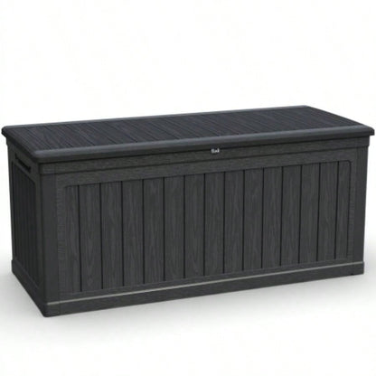 260 Gallon Metal Outdoor Deck Box Waterproof, Black