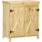 Outsunny Garden Storage Cabinet, Outdoor Shed with Galvanized Top and Two Shelves Yard Tools or Pool Accessories, Natural