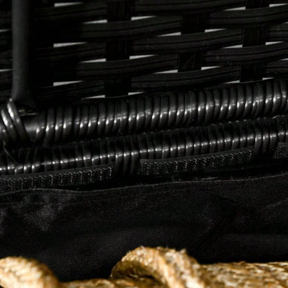 Outsunny Outdoor Deck Box Shoe Storage, PE Rattan Wicker Towel Rack with Liner Indoor, Outdoor, Patio Furniture Cushions, Pool, Toys, Garden Tools, Black