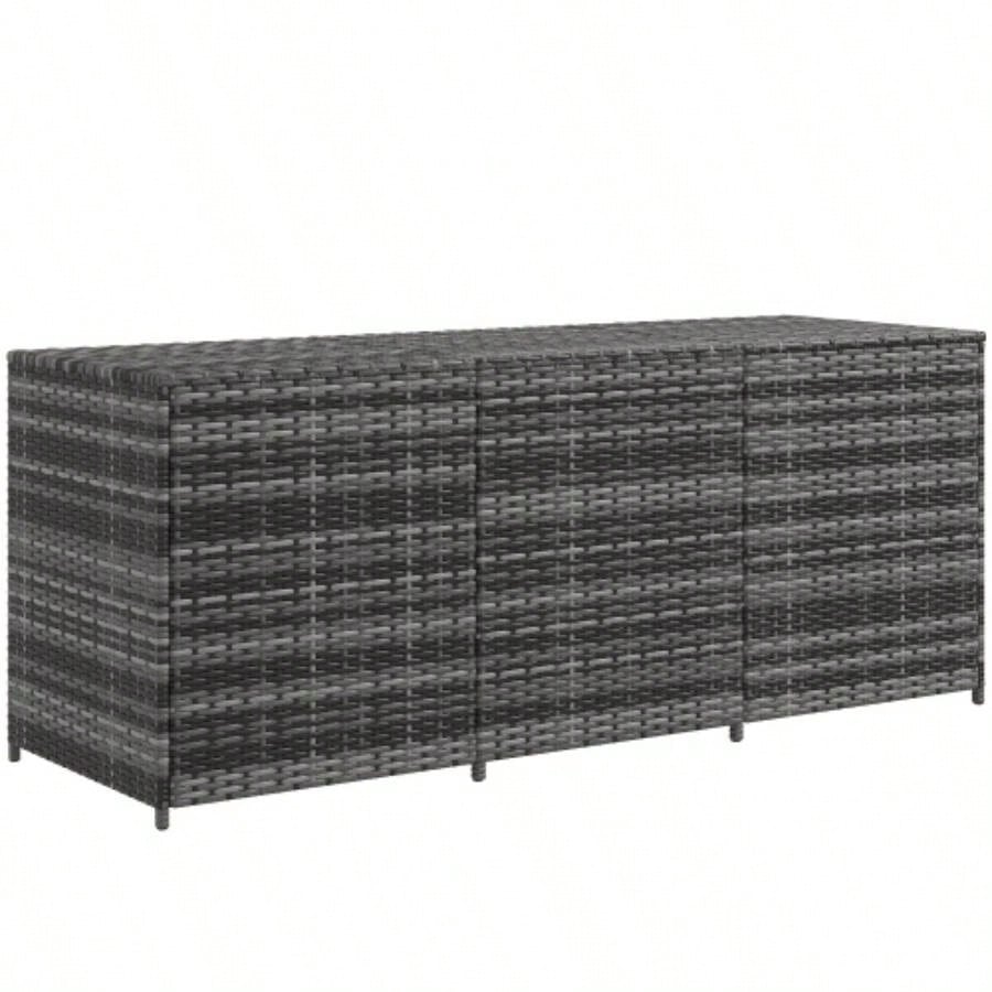 Outsunny 175 Gallon Outdoor Storage Box with Inner Liner, PE Rattan Wicker Deck Box with Pneumatic Bar Lift Indoor Outdoor, Patio Furniture Cushions, Pool Toys, Garden Tools, Mixed Gray