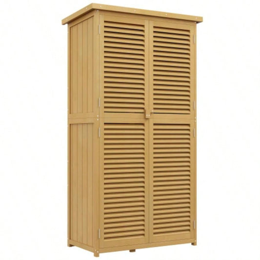 Outsunny 5x 3 Wooden Outdoor Storage Cabinet, Garden Sheds Outdoor Storage with Asphalt Roof 2 Large Wood Doors with Lock, Yellow