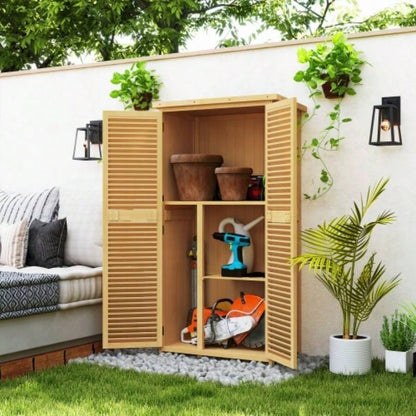 Outsunny 5x 3 Wooden Outdoor Storage Cabinet, Garden Sheds Outdoor Storage with Asphalt Roof 2 Large Wood Doors with Lock, Yellow