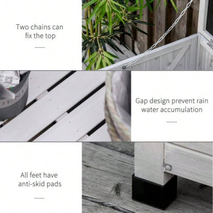 Outsunny 75 Gallon Wooden Deck Box, Outdoor Storage Container with Aerating Weather - Fighting,