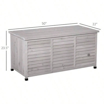 Outsunny 75 Gallon Wooden Deck Box, Outdoor Storage Container with Aerating Weather - Fighting,