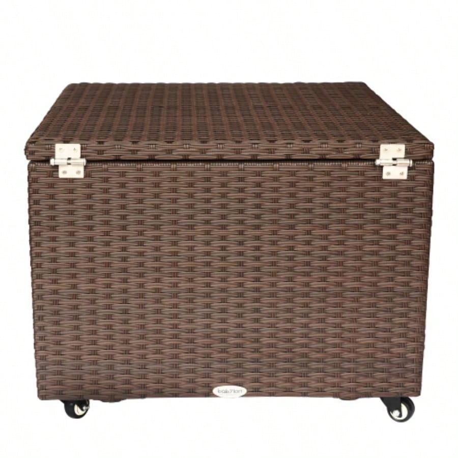 Outdoor Patio Wicker Large Storage Container Deck Box Made of Antirust Aluminum Frames and high quality Resin Rattan