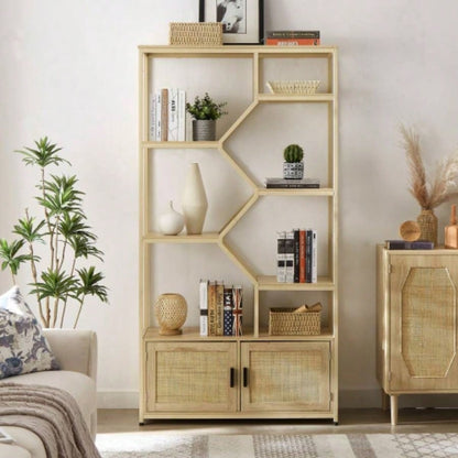 Bedroom dresser, 6 Double Dresser with rattan drawers, wood chest of drawers kids room, living room, entry and hallway, Natural, 47.2x 15.8 Dx 30 H.