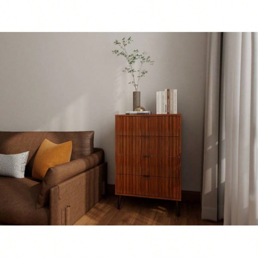 Wooden Chest of Drawers - Spacious Storage Organizer Bedroom or Living Room, Modern Design with Multiple Compartments, Brown