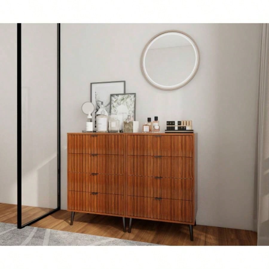 Wooden Chest of Drawers - Spacious Storage Organizer Bedroom or Living Room, Modern Design with Multiple Compartments, Brown