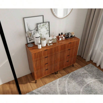 Wooden Chest of Drawers - Spacious Storage Organizer Bedroom or Living Room, Modern Design with Multiple Compartments, Brown