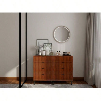 Wooden Chest of Drawers - Spacious Storage Organizer Bedroom or Living Room, Modern Design with Multiple Compartments, Brown