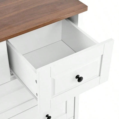 White Dresser with 5 Drawers, Tall Chest of Drawers, 5 Drawer Dresser with Deep Space, Wood Storage Cabinet Living Room, Hallway, Office, White